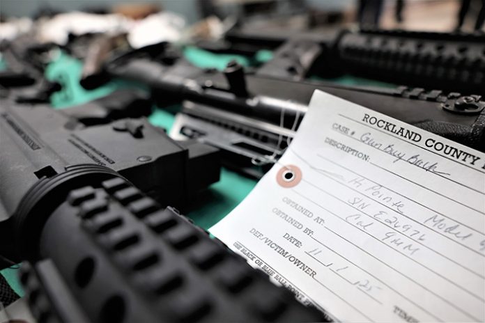 District Attorney Thomas E. Walsh II announced that 118 firearms were turned in during the Gun Buyback event held on Saturday, November 1 at the Leo Lydon Community Center in Suffern, New York.