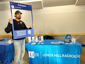 Aiden, one of the guests at Saturday’s Men’s Health Month Kickoff and Community Screening shows his support for Prostate Screening, PSA testing.