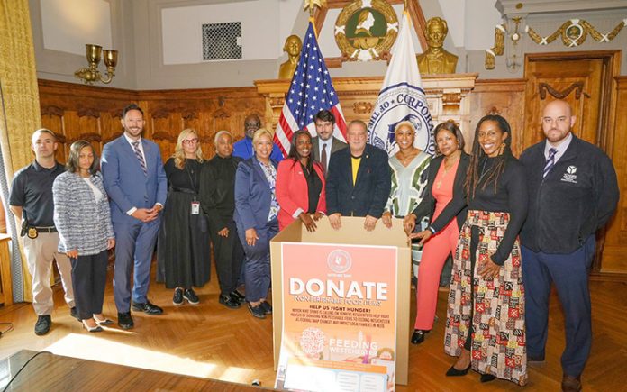 Yonkers Mayor Mike Spano held a press conference where he stood alongside public officials, city department heads, and community organizations to take a united stand against hunger.