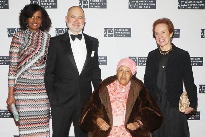 Pauline Forlenza (Director & CEO, American Federation of Arts) with the 2025 Cultural Leadership Awards honorees: Christian Levett, Howardena Pindell and Ann Temkin (Photo by Udo Salters/PMC)