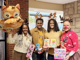 Wednesday, in the Montefiore St. Luke’s-Cornwall Hospital’s Emergency Room Lobby, GrantForesight, Inc., clad in festive garb, personally delivered an array of holiday presents to be given to children patients. This year marks the 14th that Sonya Grant, along with her husband and three children, participated in bringing unbridled joy to youth in the hospital during the holiday season.