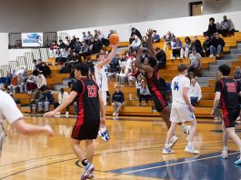 The Mount Saint Mary College men's basketball team was defeated in the first game of the Washington and Lee Basketball Tournament. Photo: Lee Ferris