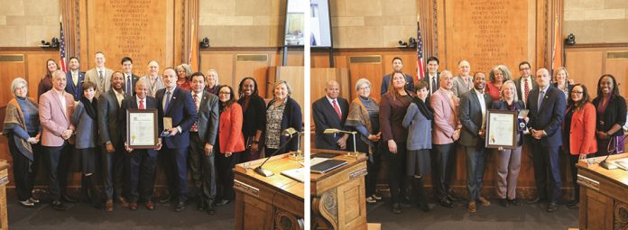 On Monday, December 8, the Board of Legislators honored two outgoing legislators with the Westchester County Distinguished Service Award, the highest level of recognition the Board can bestow. The honorees were Legislator Ben Boykin and Legislator Catherine F. Parker, both of whom will leave office at the end of the month having reached term limits.