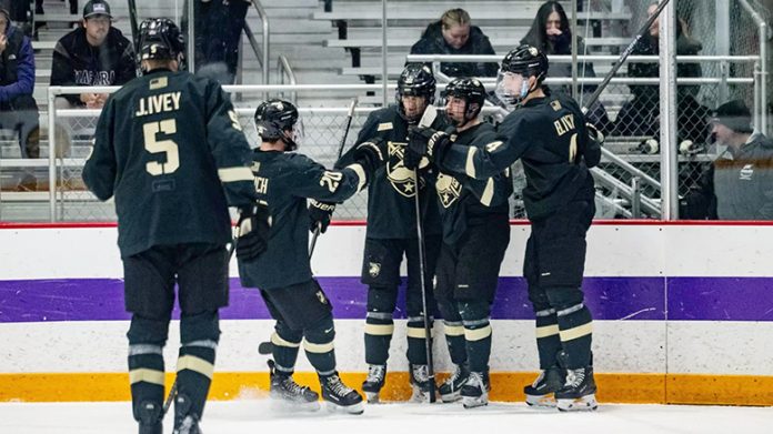 Army West Point hockey claimed a 5-0 shutout win over Mercyhurst on Saturday to split the series with the Lakers.