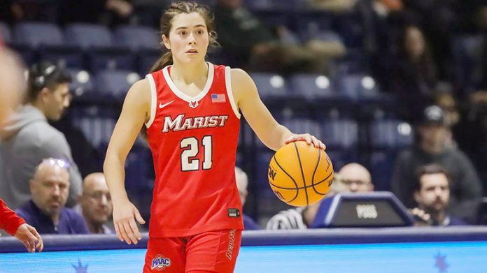 Sophomore guard Danielle Williamsen led the Red Foxes with 14 points and five rebounds. Photo: Kira Krutcher