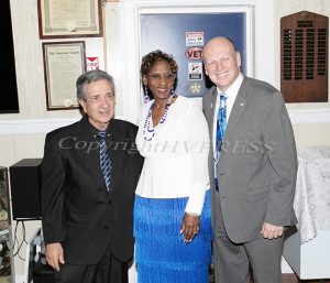 Town Supervisor Gil Piaquadio, Councilwoman Dr. Mary L. McLymore and Councilman Scott Manley pose for a photo after McLymore was sworn-in to the Newburgh Town Council on Saturday, January 10, 2026. Hudson Valley Press/CHUCK STEWART, JR.