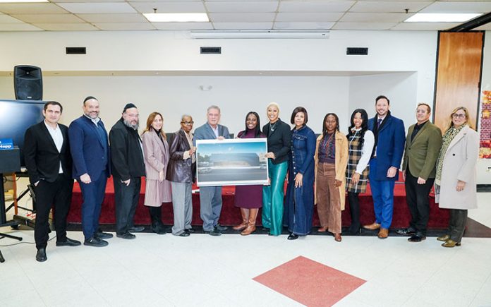 Murat Mutlu, INOA Architecture; Michael Fragin, Azorim North America; Chesky Friedman, Azorim North America; Yonkers Deputy Mayor Sue Gerry; Symra Brandon, former Yonkers City Councilmember; Yonkers Mayor Mike Spano; Yonkers City Council President Lakisha Collins-Bellamy; Yonkers City Council Majority Whip Deana Norman; Yonkers City Councilmember Tasha Diaz; Westchester County Legislator Shanae Williams; Yonkers City Councilmember Corazon Pineda-Isaac; Yonkers City Council Majority Leader John Rubbo; Steve Sansone, Commissioner, Yonkers Department of Parks, Recreation & Conservation; Kelly Chiarella, Director, Yonkers Office for the Aging. Photo: Maurice Mercado
