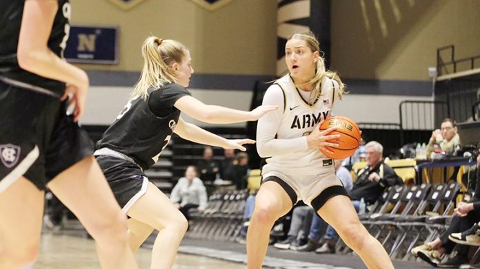 The Army West Point women's basketball team couldn't find its groove on offense on Saturday afternoon, as it dropped its road contest against Holy Cross 63-48 at the Hart Center.