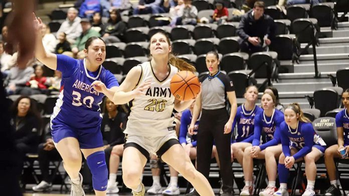 Camryn Tade was crucial for the strong second half by the Black Knights, scoring 20 points in the second half. It's the most points scored in a half by an Army player this season.