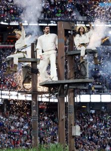 Bad Bunny performs onstage during the Apple Music Super Bowl LX Halftime Show at Levi's Stadium on February 08, 2026 in Santa Clara, California. Photo: Kevin Mazur/Getty Images for Roc Nation