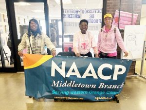 Members of the Health Committee of the NAACP, Middletown Branch, serving western Orange County, were one of the several vendors on hand Saturday. From left are; Gloria Washington- Mines, Anna Aluko-Fostine and Donna Douglas