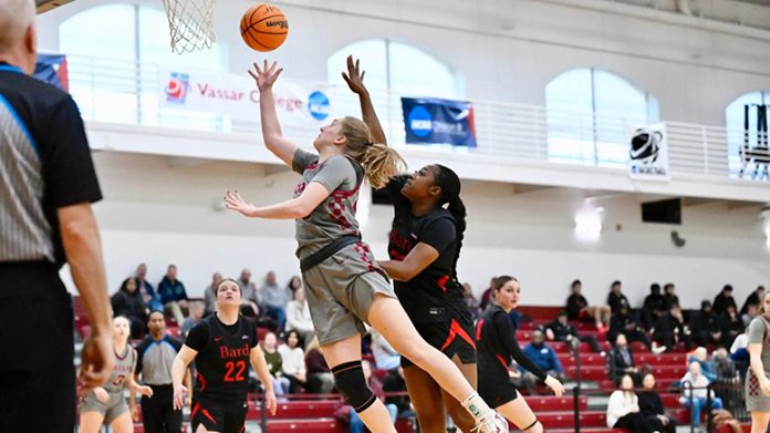 Vassar evens its record at 9-9 overall and moves to 8-3 in conference play with Saturday's win, while Clarkson falls to 8-11 and 4-8 in league action. Photo: Carlisle Stockton