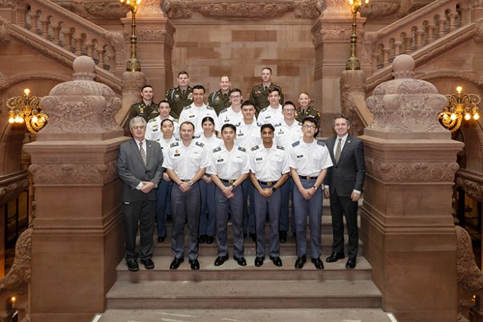 Assemblyman Chris Eachus, West Point cadets and leadership, and Senator James Skoufis.