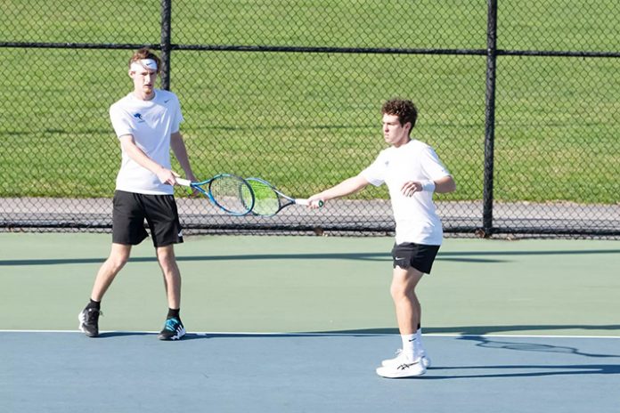 Mount Saint Mary men's tennis lost its first Skyline Conference match of the season to Yeshiva. Photo: Lee Ferris