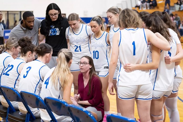 The Mount Saint Mary College women's basketball team was defeated by Merchant Marine in the Skyline Conference Semifinals. Photo: Lee Ferris