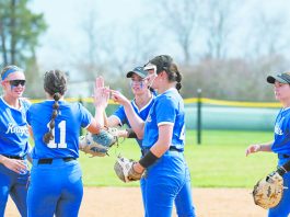 The Mount Saint Mary College softball team lost both of its games with Farmingdale in its Skyline Conference doubleheader. Photo: Lee Ferris