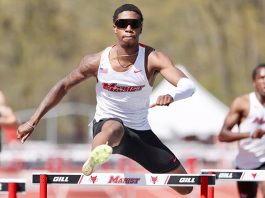 The Red Foxes showcased remarkable depth in the hurdles, particularly in the 400-meter hurdles where Marist swept the top four spots. Emmanuel Harris led the charge with a personal-best 55.15 to take the win. Photo: Carlisle Stockton