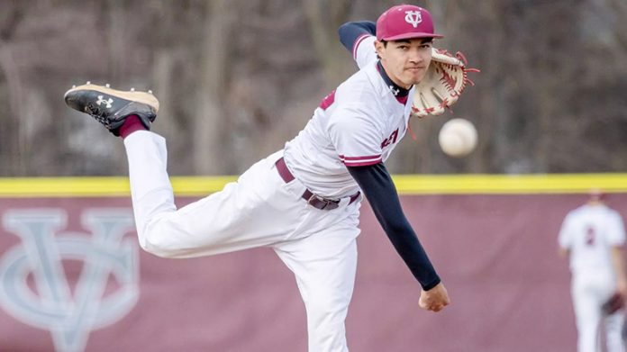Senior Cade Terada-Herzer broke the pitching appearances record in the second game of the doubleheader with his 52nd career appearance. Photo: Carlisle Stockton