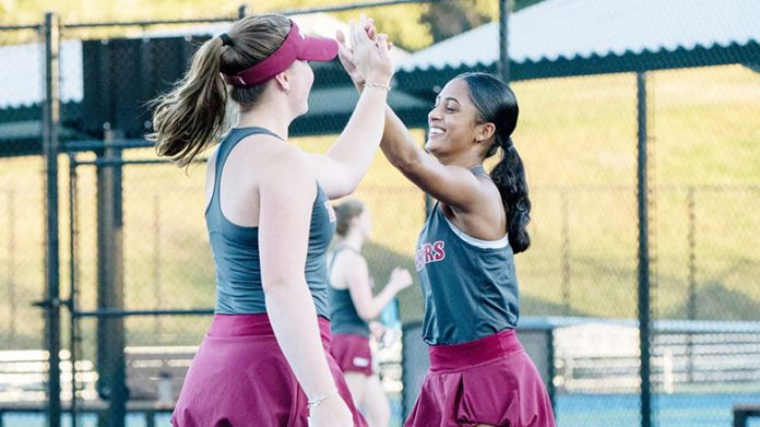 The Vassar College Women's Tennis team won its ninth straight contest Sunday afternoon following a 7-0 sweep on the road at William Smith. Photo: Carlisle Stockton