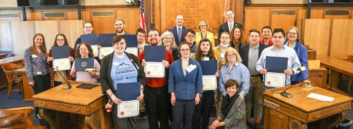 The Westchester County Board of Legislators hosted 13 young adults with developmental disabilities for its first mock legislative session designed specifically for them.