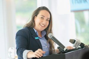 Sabrina Lippman offers remarks during Habitat for Humanity's annual Home is the Key Golf Outing. Photo: Anthony Collins