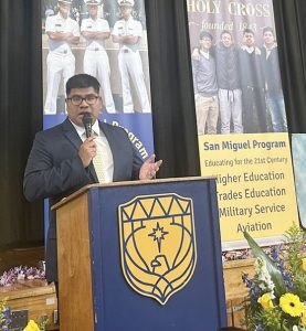 Henry Garcia, San Miguel Academy, Class of 2011, and the first alumni to be on its Board of Trustees, delivered the Commencement Address.