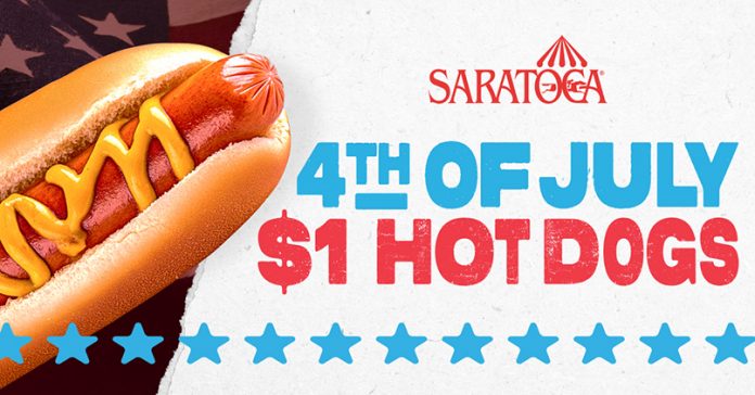 Dollar Dogs will return on Saturday, July 4, with $1 Carnegie Deli Hot Dogs available at concession stands throughout Saratoga Race Course where hot dogs are traditionally sold.