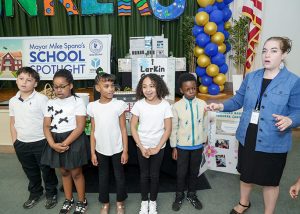 Yonkers Mayor Mike Spano joined Superintendent of Schools Aníbal Soler, Jr. to present his School Spotlight Award to the deserving administration, faculty, staff, parents, and students at School 16. Photo Credit: Maurice Mercado