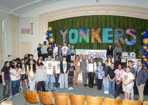 Yonkers Mayor Mike Spano joined Superintendent of Schools Aníbal Soler, Jr. to present his School Spotlight Award to the deserving administration, faculty, staff, parents, and students at School 16. Photo Credit: Maurice Mercado