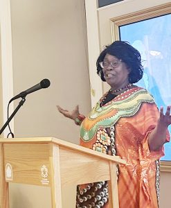 Orange County Legislator and chief organizer of the 6th Annual Commemoration Frederick Douglass in Newburgh Day 2026, Gabrielle Burton- Hill welcomes guests.