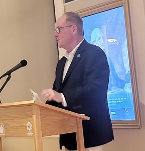 New York State Senator, Rob Rolison speaks at Tuesday’s Frederick Douglass is Newburgh event.