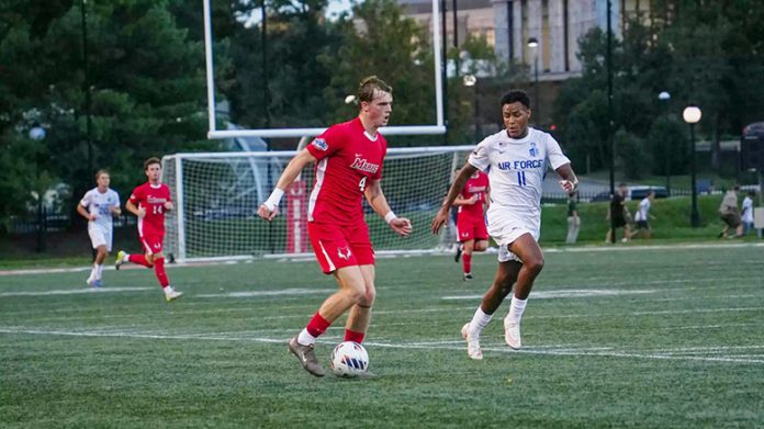 The Marist University men's soccer team played Air Force to a 0-0 draw in a non-conference matchup on Sunday night at Tenney Stadium. Photo: Sam Higua