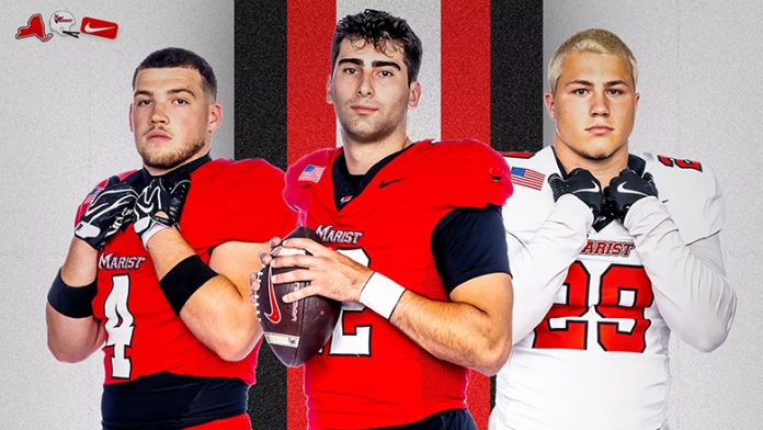 Lincoln Cardillo, Sonny Mannino, and Kade Werner are Marist football's 2026 captains.
