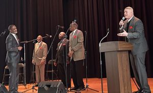 The Fishers of Men, who were accompanied by Dale Davenport & Garland Townsend, sing songs of praise.