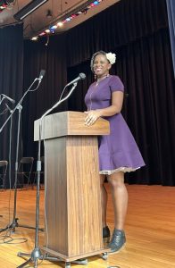 Mistress of Ceremonies, Su the Producer, speaks at Saturday’s Festival.