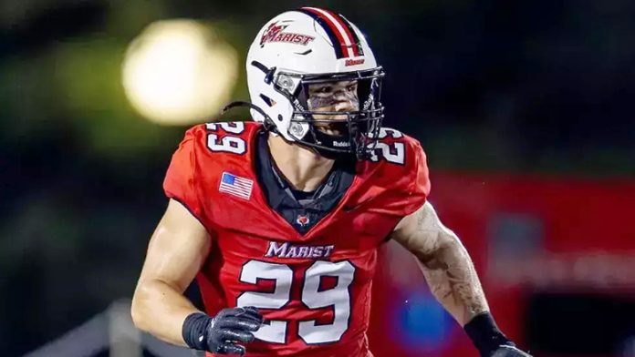 Kade Werner led Marist with 11 tackles, including nine solo and two for loss. Photo: Rich Schultz