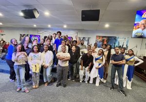 Saturday was Youth Day, and young people posed for a photo after the closing service.