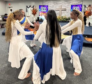 Saturday was Youth Day, and young people praise danced during the closing service.