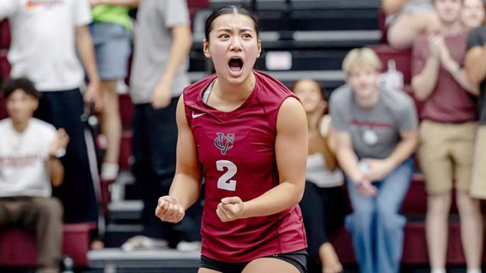 Riley Huang lifted a match-high 30 digs and added five assists. Photo: Carlisle Stockton