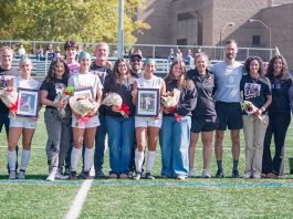 The Bard College women's soccer team played with tenacity against the Clarkson Golden Knights on Saturday afternoon at Ferrari Field, preventing multiple goals from being scored in the 0-1 final. Photo: Wais Kakarr