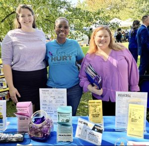 Fearless! Hudson Valley Staff pose for a photo at their annual Clothesline Project and press conference to kick off Domestic Violence Awareness Month in Orange County.