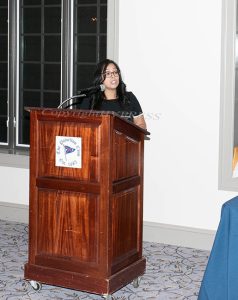 Leadership Award recipient Laura Garcia offers remarks as Latinos Unidos of the Hudson Valley hosted its 20th annual Hispanic Heritage Cultural Celebration on Saturday, October 24 at The Powelton Club. Hudson Valley Press/CHUCK STEWART, JR.
