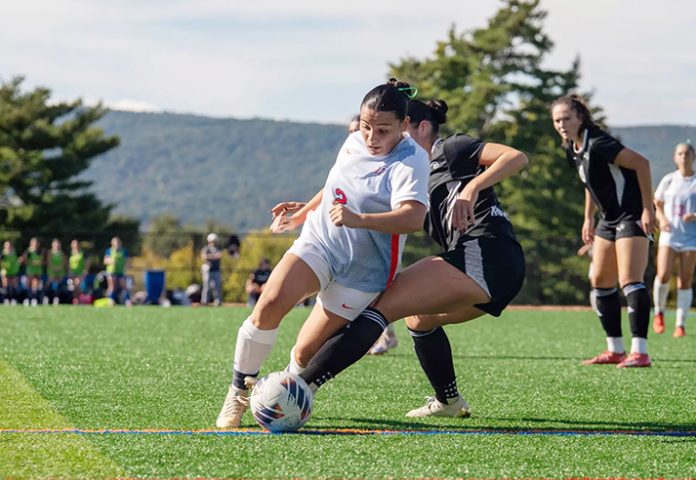 The State University of New York New Paltz women's soccer team suffered a 1-0 NJAC loss at Camden Athletic Complex. Photo: Amy Whitman