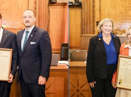 The Westchester County Board of Legislators celebrated Hispanic American Heritage Month with a ceremony honoring Nelson Gisbert, and Brenda Maeda.